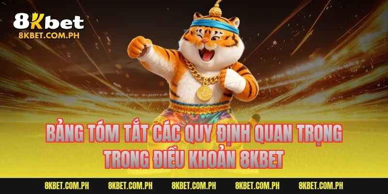 Bảng tóm tắt các quy định quan trọng trong điều khoản 8kbet